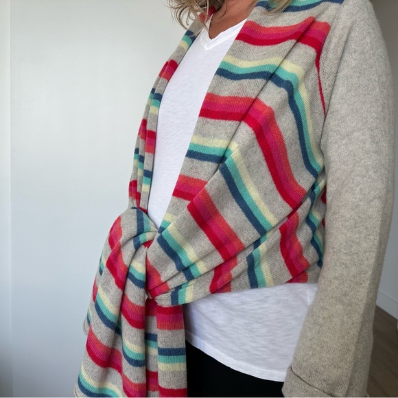 NWOT Classic Subtle Luxury Striped Wrap Sweater, Size M/L - Picture 11 of 11